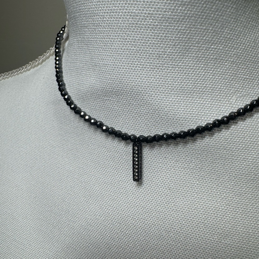 Elegant Black Beaded Necklace Choker